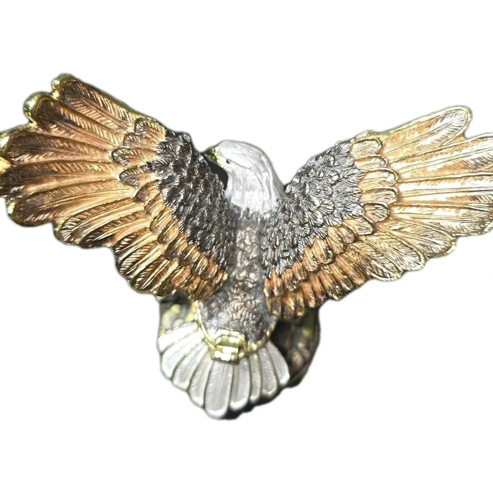 Bejeweled Enameled Pewter Bald Eagle‎ Trinket Box With Crystals 4