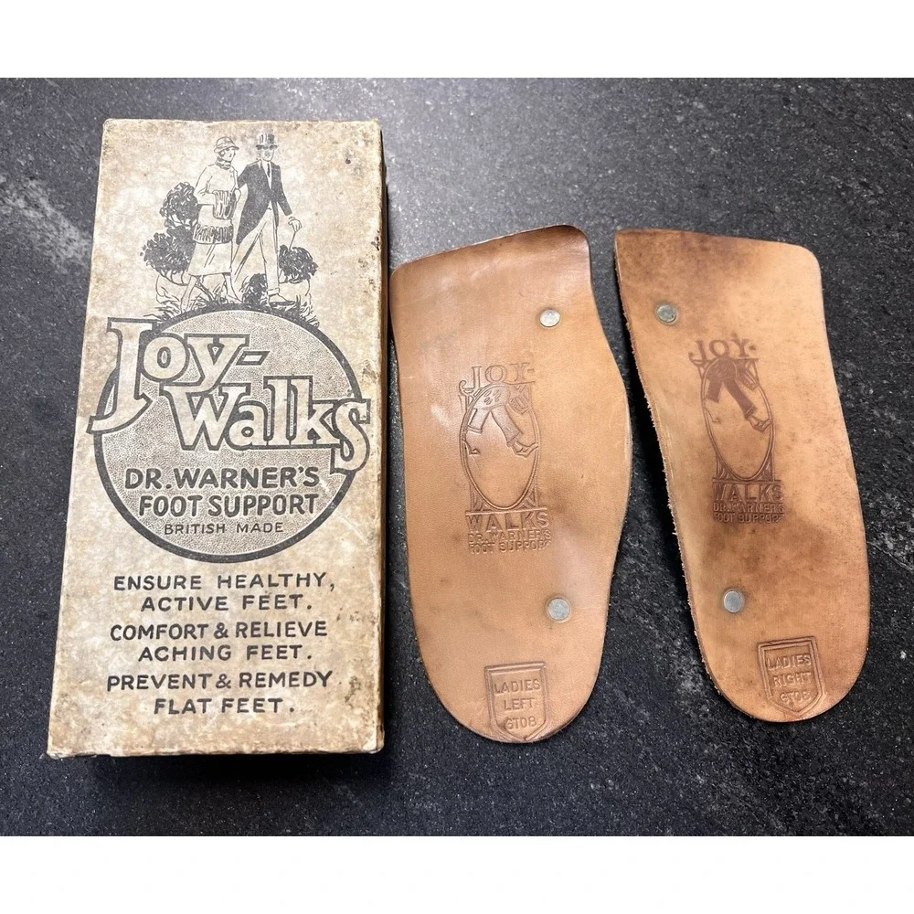 Vtg Joy-Walks Dr‎ Warner Foot Support British Made Ladies 6-8 Leather Orthotic