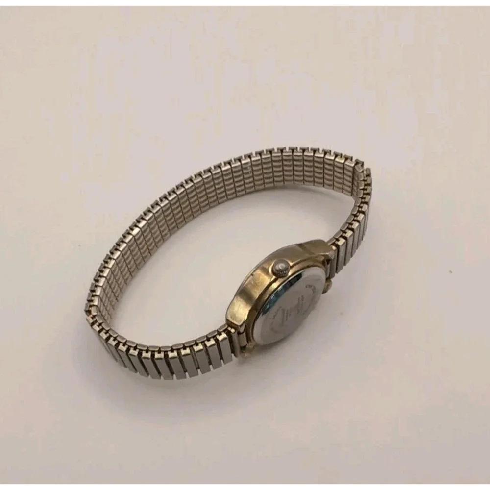 PRECISION Wristwatch GP435L DATE washed gold-tone STEEL FLEXBAND New‎ battery