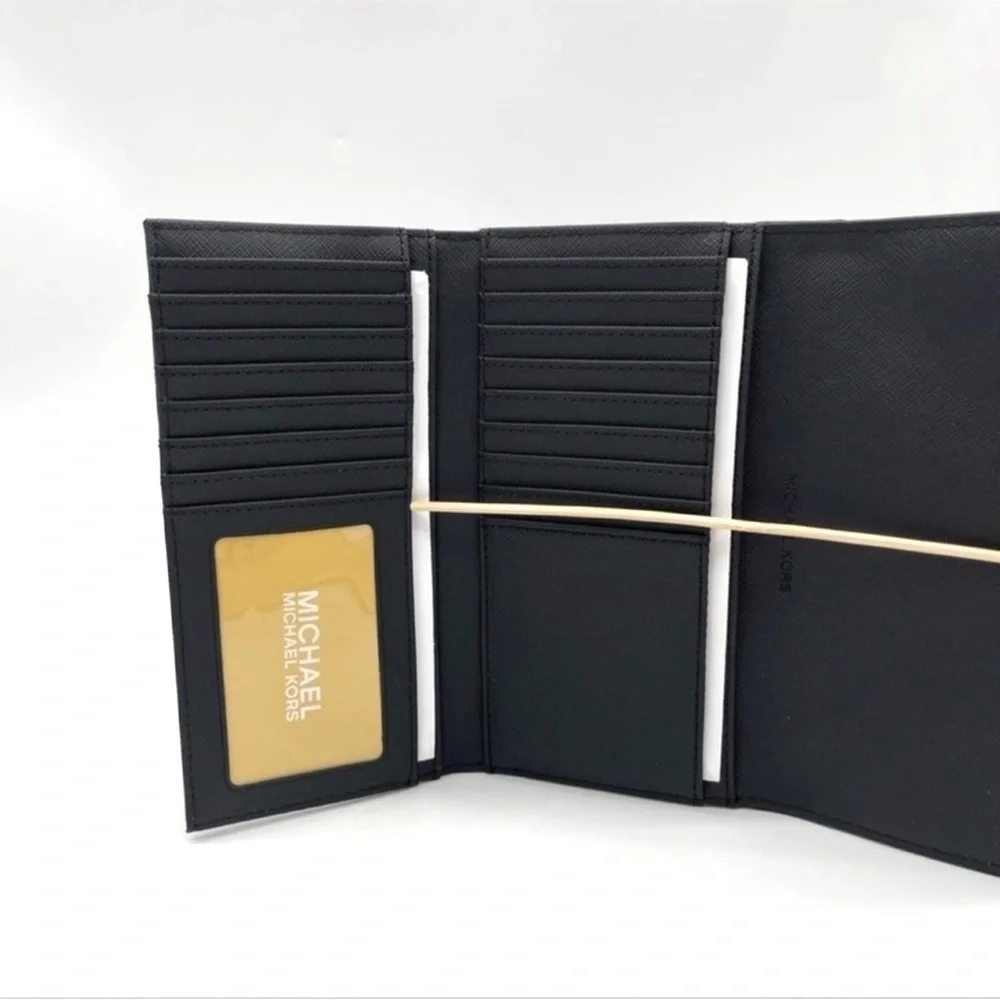 Michael Kors Large Trifold Wallet Leather Black/Gold