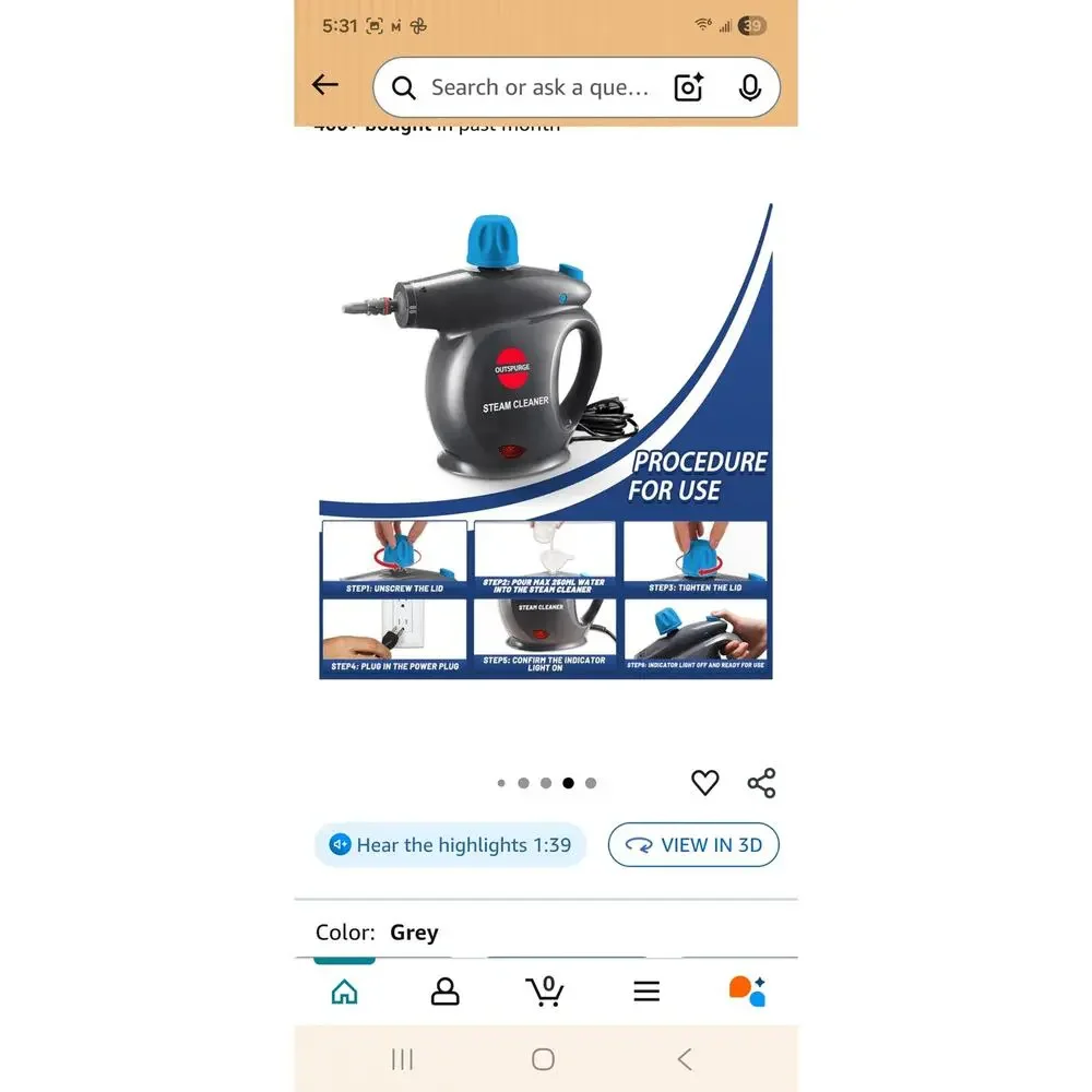 Handheld Steam Cleaner, Pressurized Multi-Surface Steam Shot with 13 Accessories