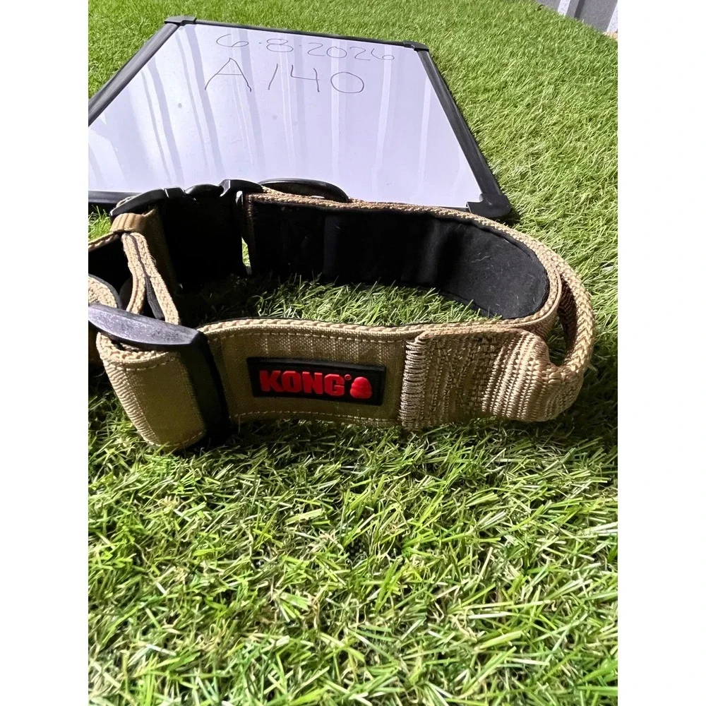 KONG Tan Tactical Dog Collar with Handle Padded Heavy Duty XL Extra Large