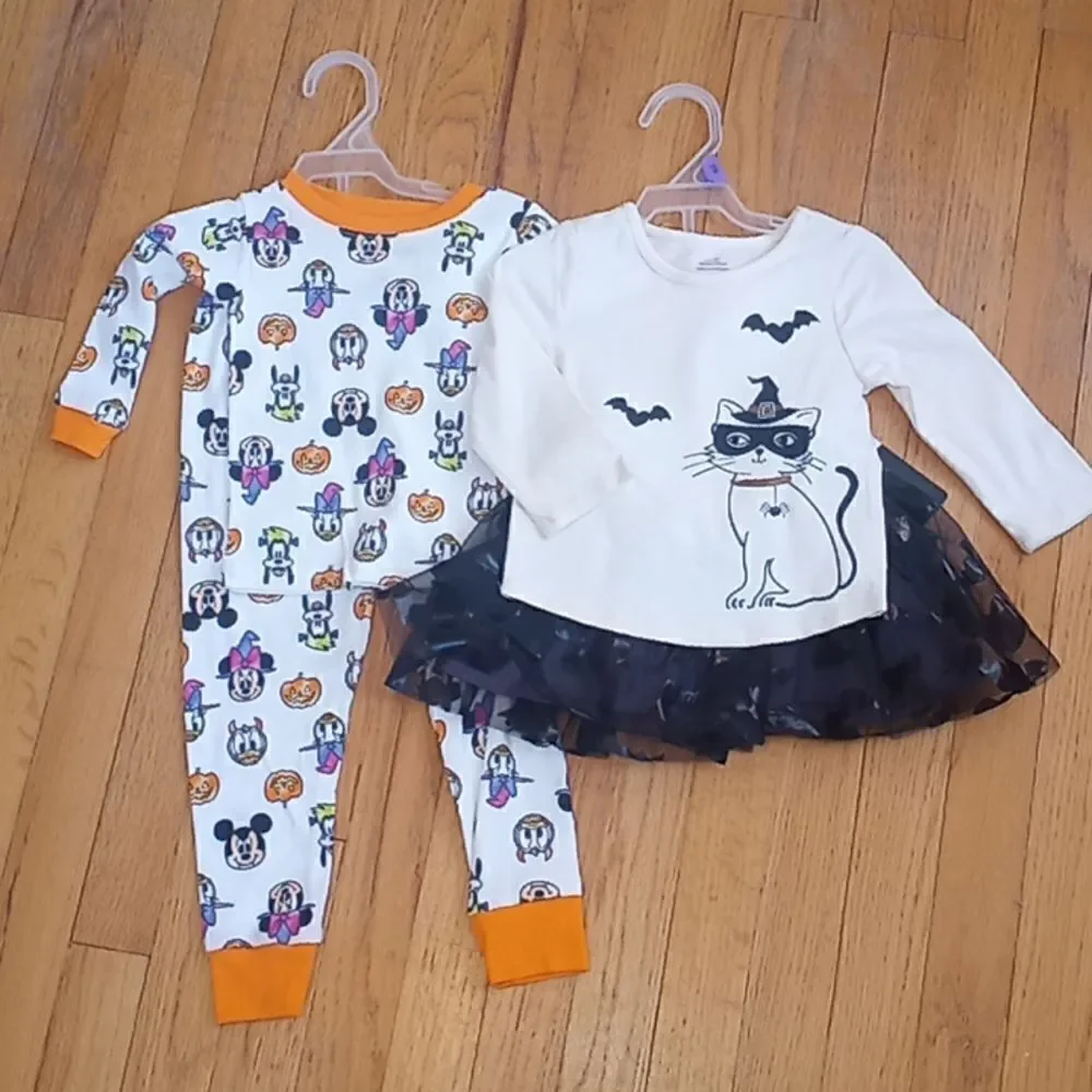 Baby Girl Halloween Tutu Outfit & Mini Mouse Pajama Set 4 Pieces Size 12mo