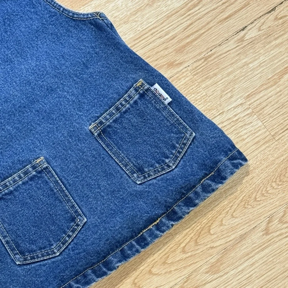 Vintage GUESS Denim Jean Jumper Dress Size 3T USA Made Classic 90s Blue