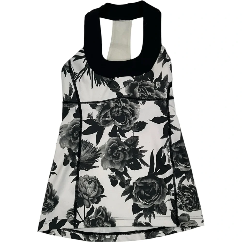 Lululemon Push Ur Limits Tank‎ Brisk Bloom Black White / Black W1E69S Size 4