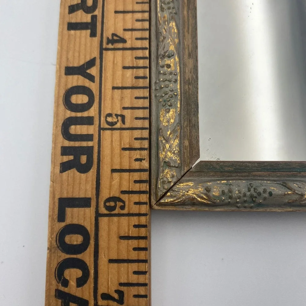 Vintage Ornate Gold Gilt Wood Frame Square Wall Mirror Floral Relief 6x6