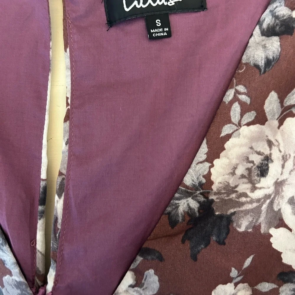NWT Lulu's Lunette Dusty Purple Floral Midi Dress Size Small Coquette Romantic