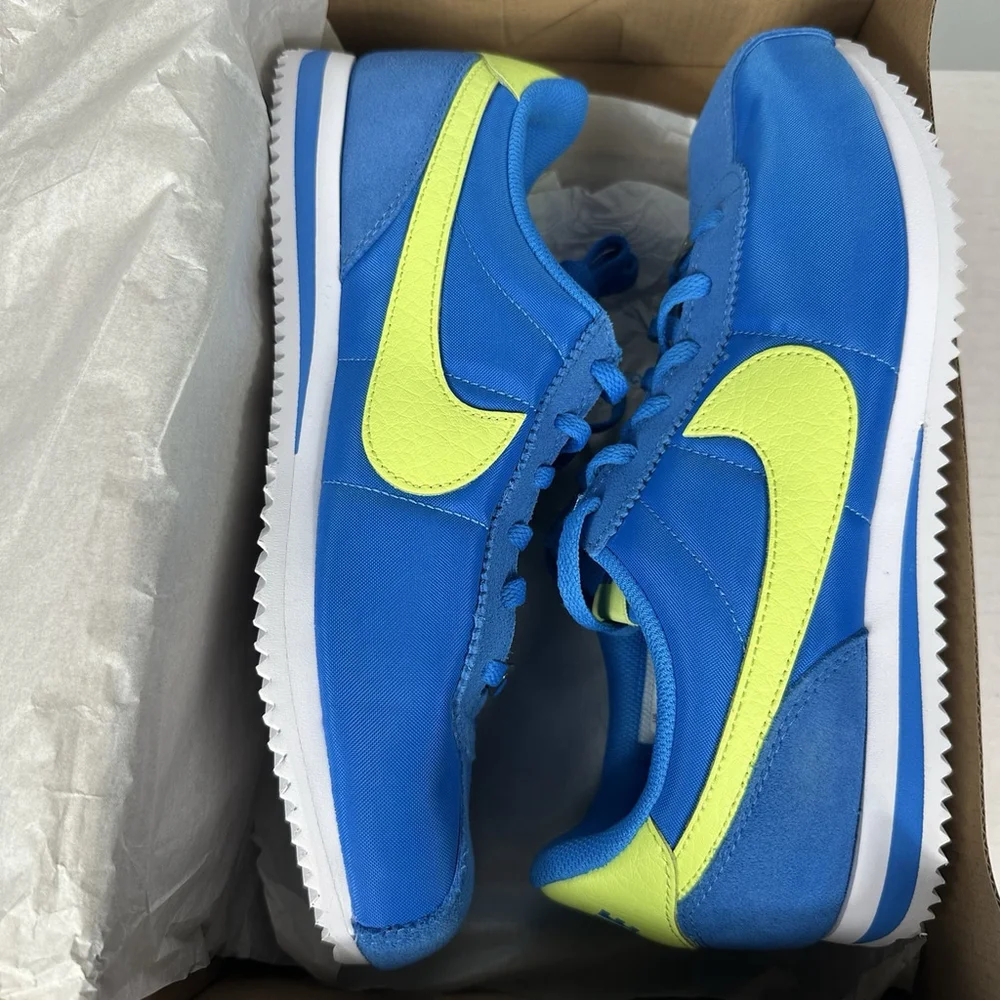 Nike Cortez Blue and Lime Green Retro Sneakers