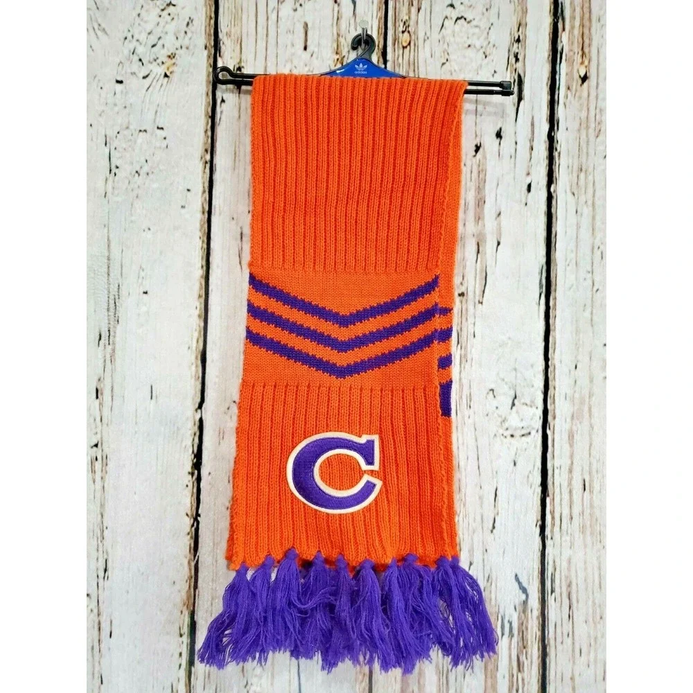 Adidas One Size Clemson Tigers NCAA Fringe Orange Winter Scarf‎ 6.5x62 NEW