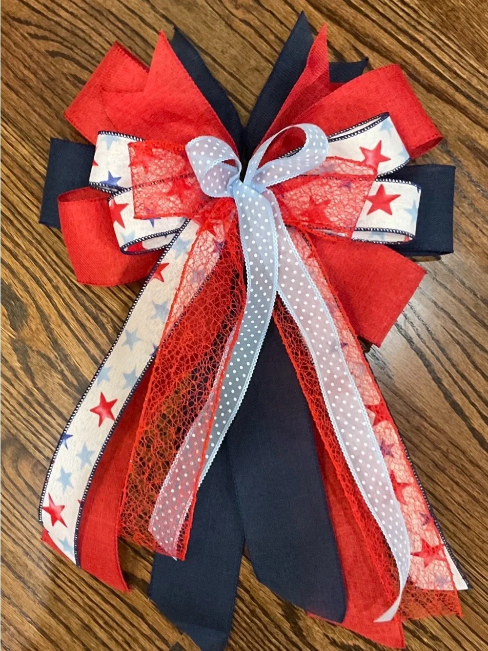Patriotic Red & Navy Decorative Holiday Wreath Bow
