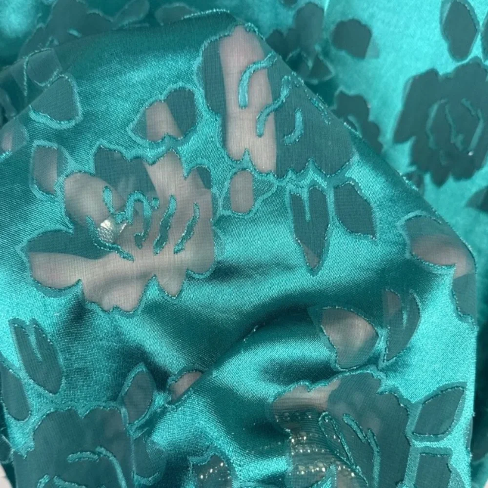 Vintage Victoria’s Secret Gold Label Satin Burnout Dress in Emerald Green Size L