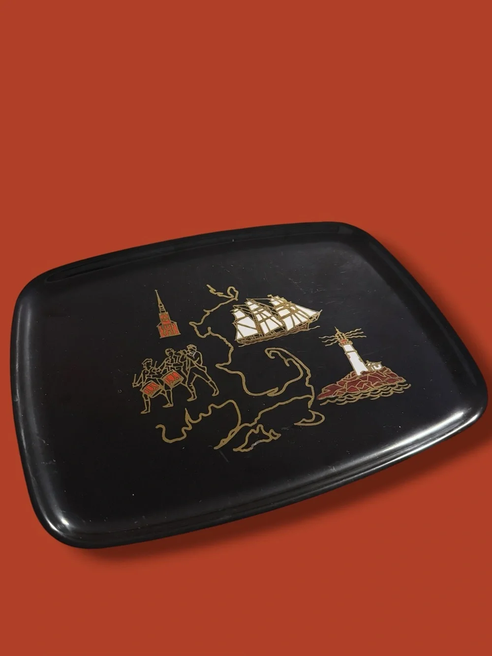 Cape cod  Serving Tray with Gold detailing