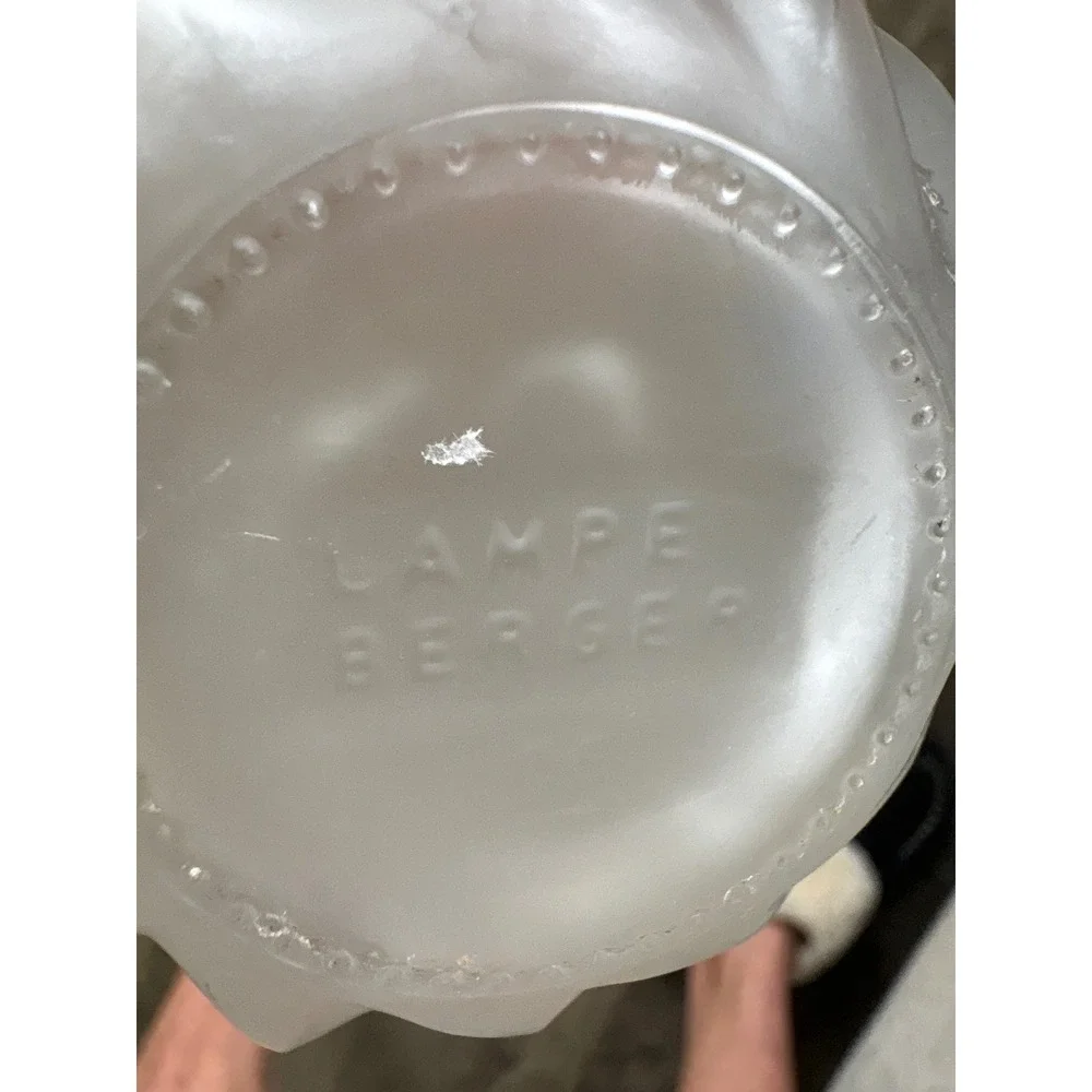 Vintage Lampe Berger Paris Frosted Swirl Glass Catalytic Fragrance Lamp Gold