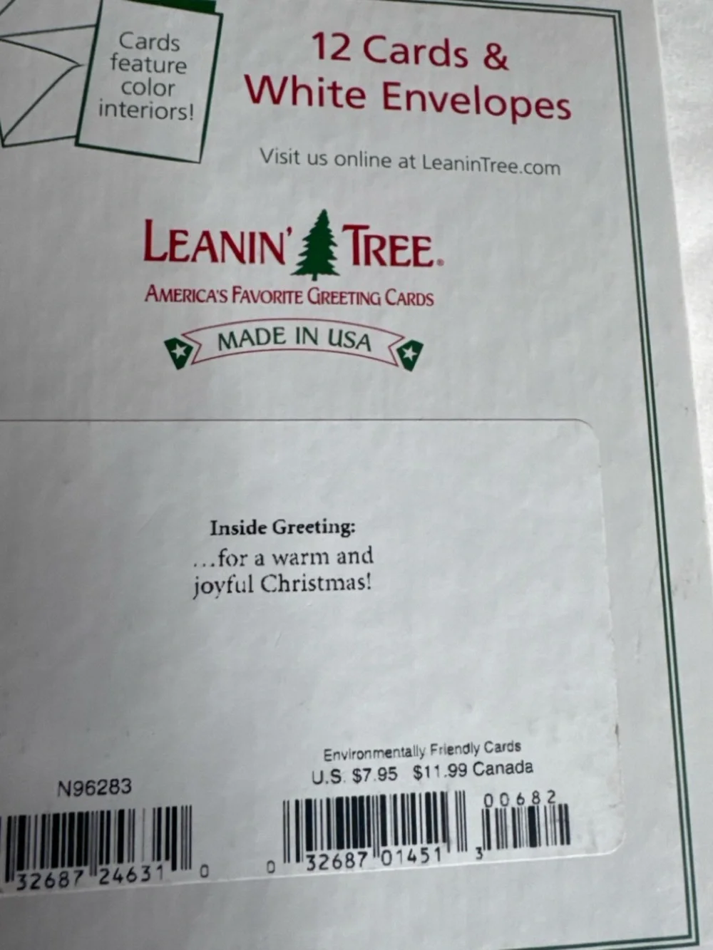 Leanin’ Tree Christmas Cards Box Set 12 Floral Merry & Bright w/ Envelopes USA
