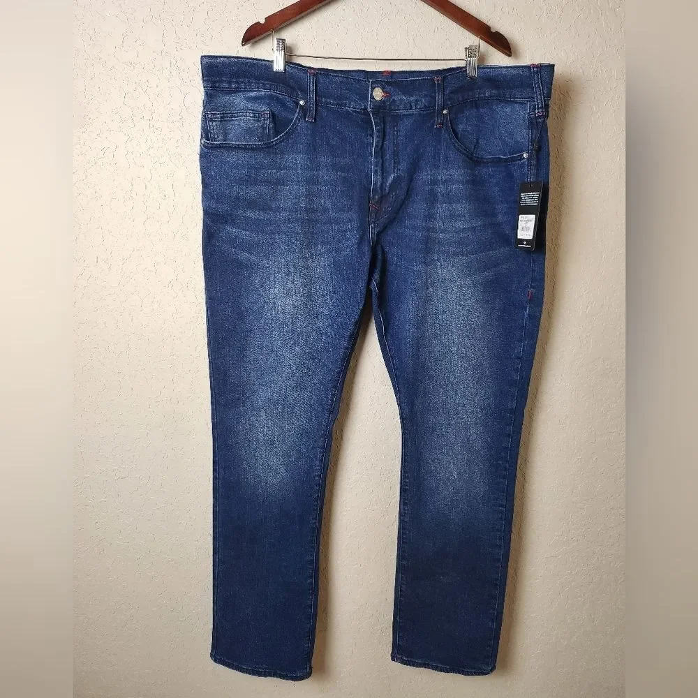 True Religion Ricky Relaxed Straight Jeans Dark Indigo Blaster Size 44