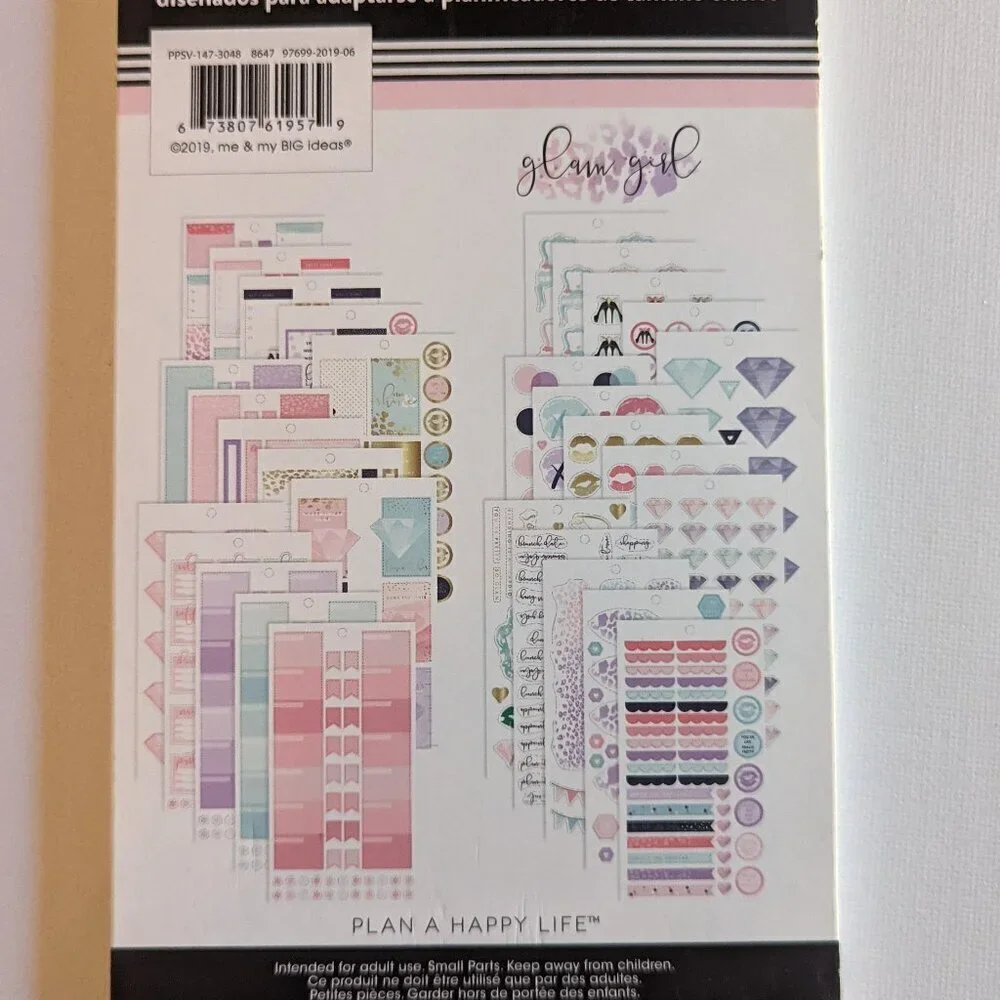 NWT 'Glam Girl' 697 pcs Happy Planner Fabulous Diva Sticker Book Classic Pink