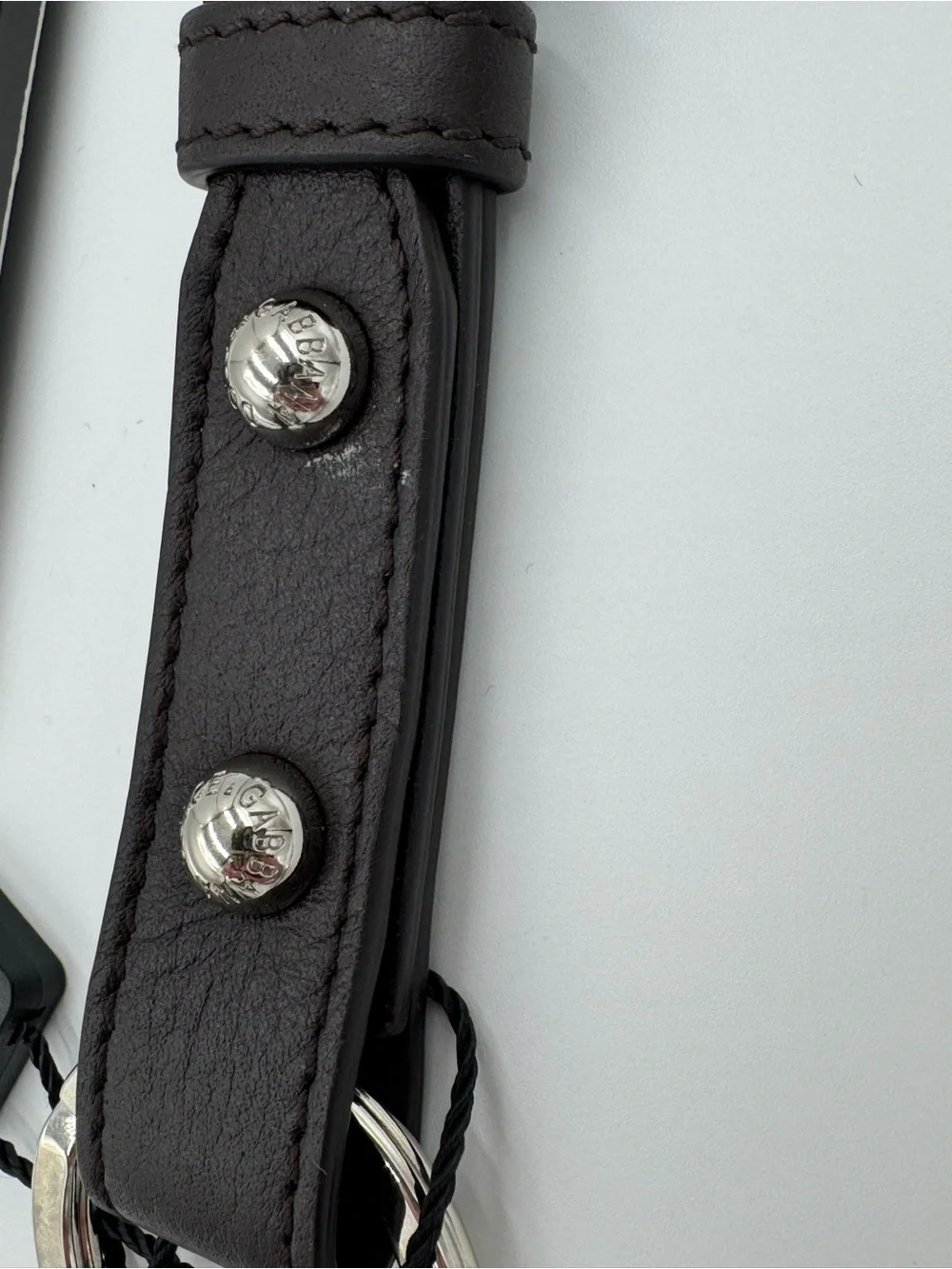 Dolce & Gabbana Dark Brown Leather Keychain with Silver Hardware NWT