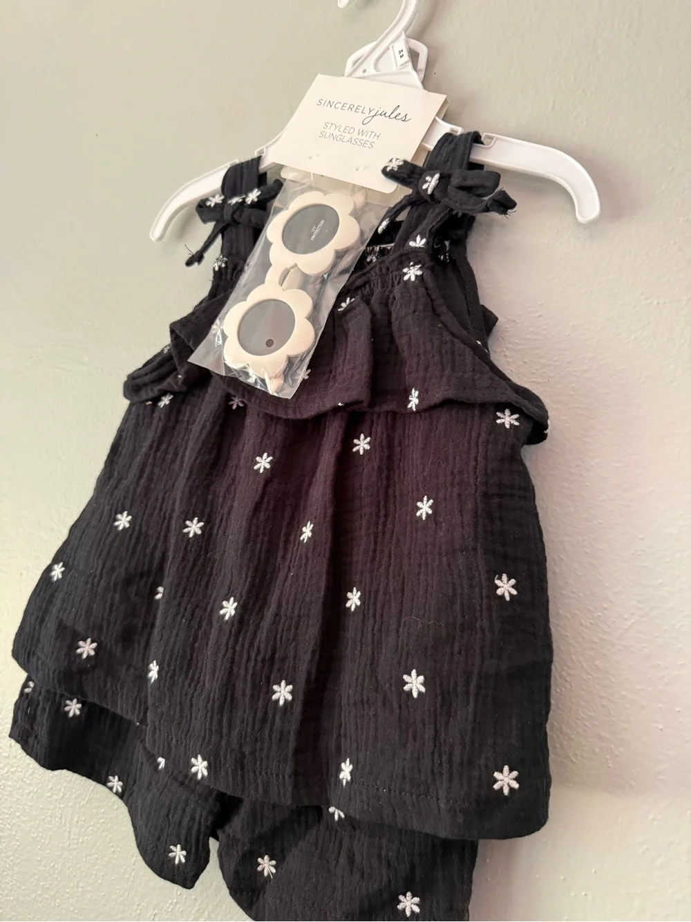 Sincerely Jules Black and White Floral Embroidered Two-Piece Set