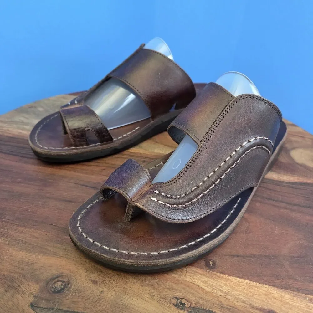 Jerusalem Sandals Peter Leather Toe Strap Sandal Men's 43 (10) Brown (HTF Size)