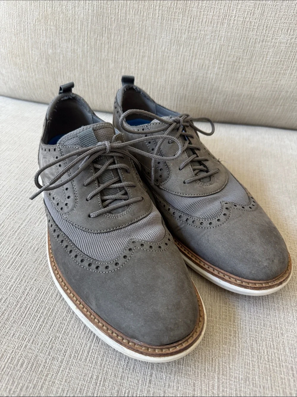 Clarks Gray Suede Wingtip Oxford Sneakers