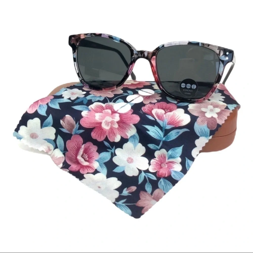 KOMONO Renee Floral Sunglasses Black Pink NEW