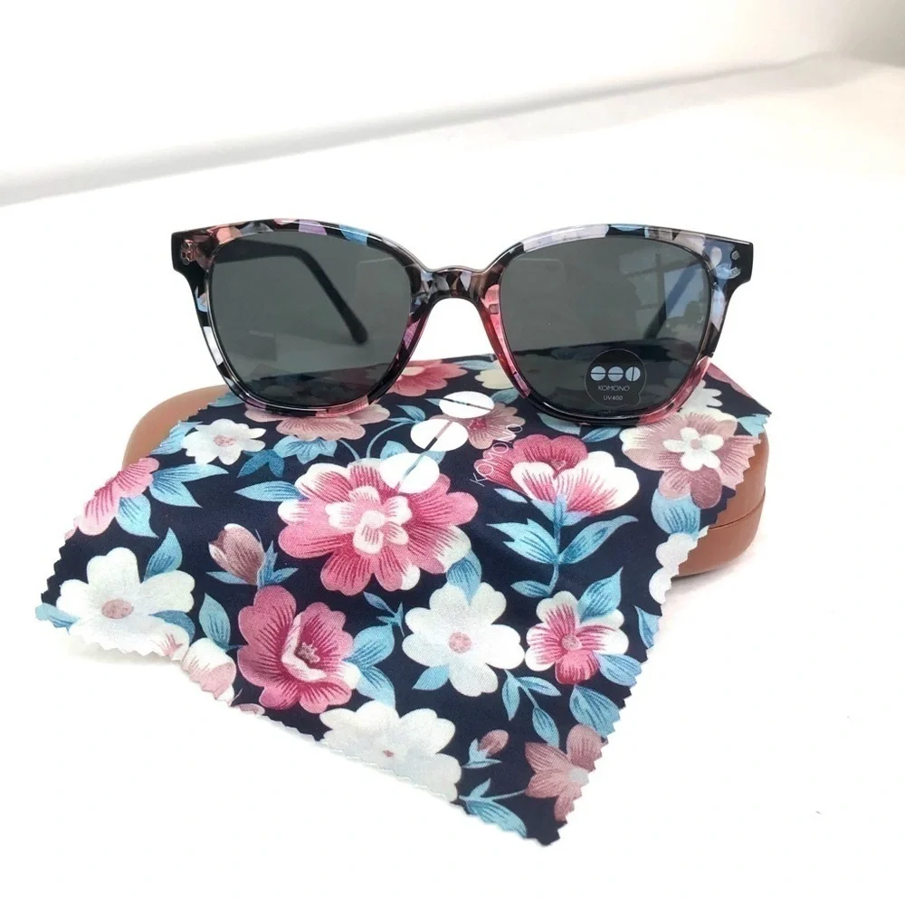 KOMONO Renee Floral Sunglasses Black Pink NEW