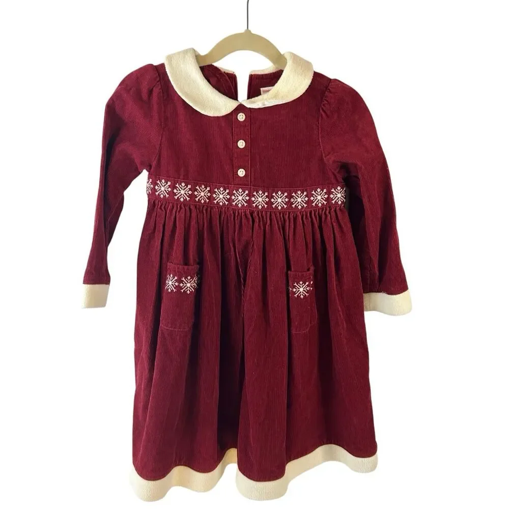 Gymboree corduroy dress‎ 4t Christmas snowflakes