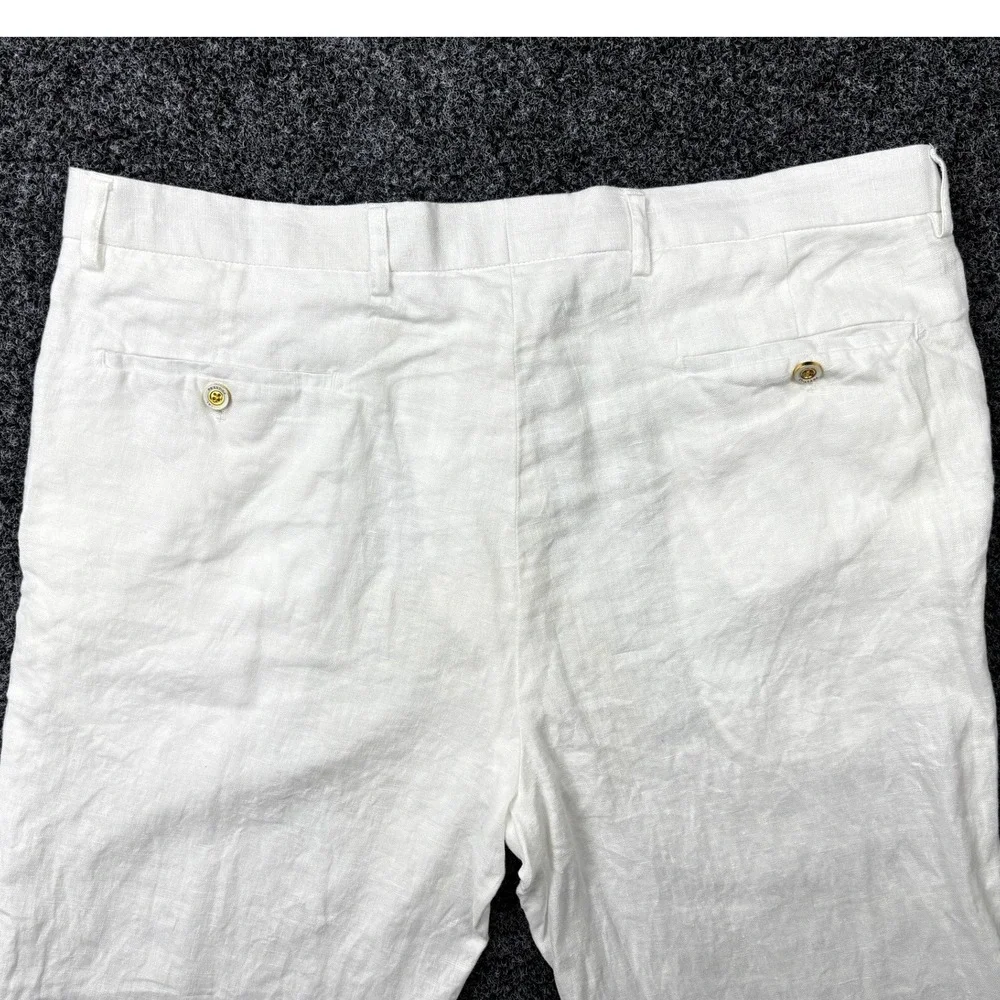 Prestige Original LUX-460 Mens White 100% Linen Straight Leg Dress Pants Size 38