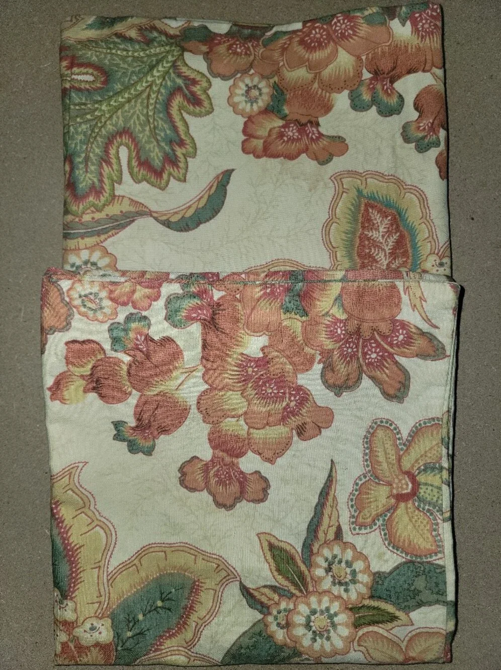 Pottery Barn 20X20 Floral Jacobean Throw Pillow Cover in Cream, Coral & Green