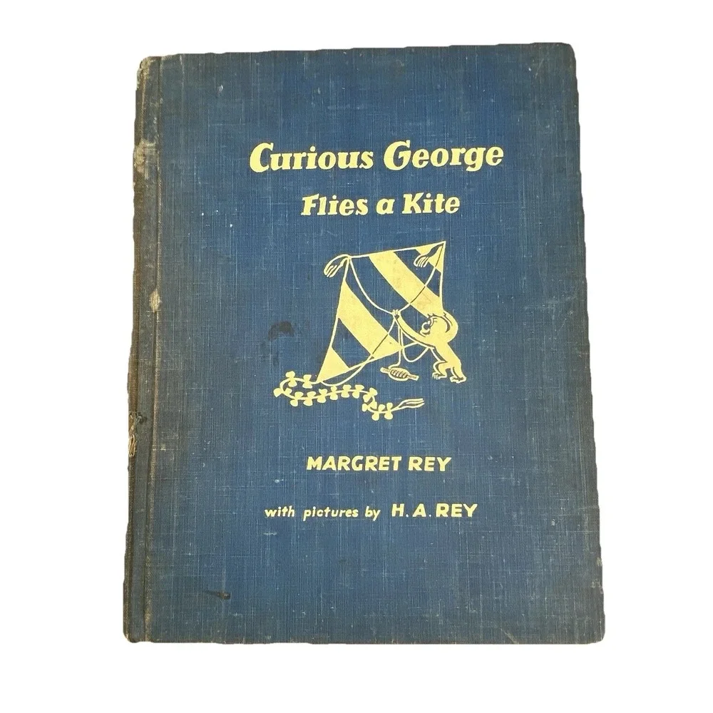 Vintage Curious‎ George Flies A Kite 1958 First Edition Margret Rey Hardcover
