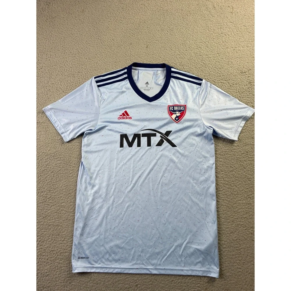 FC Dallas Adidas MLS Soccer Jersey Mens Medium Light Blue Aeroready Primegreen