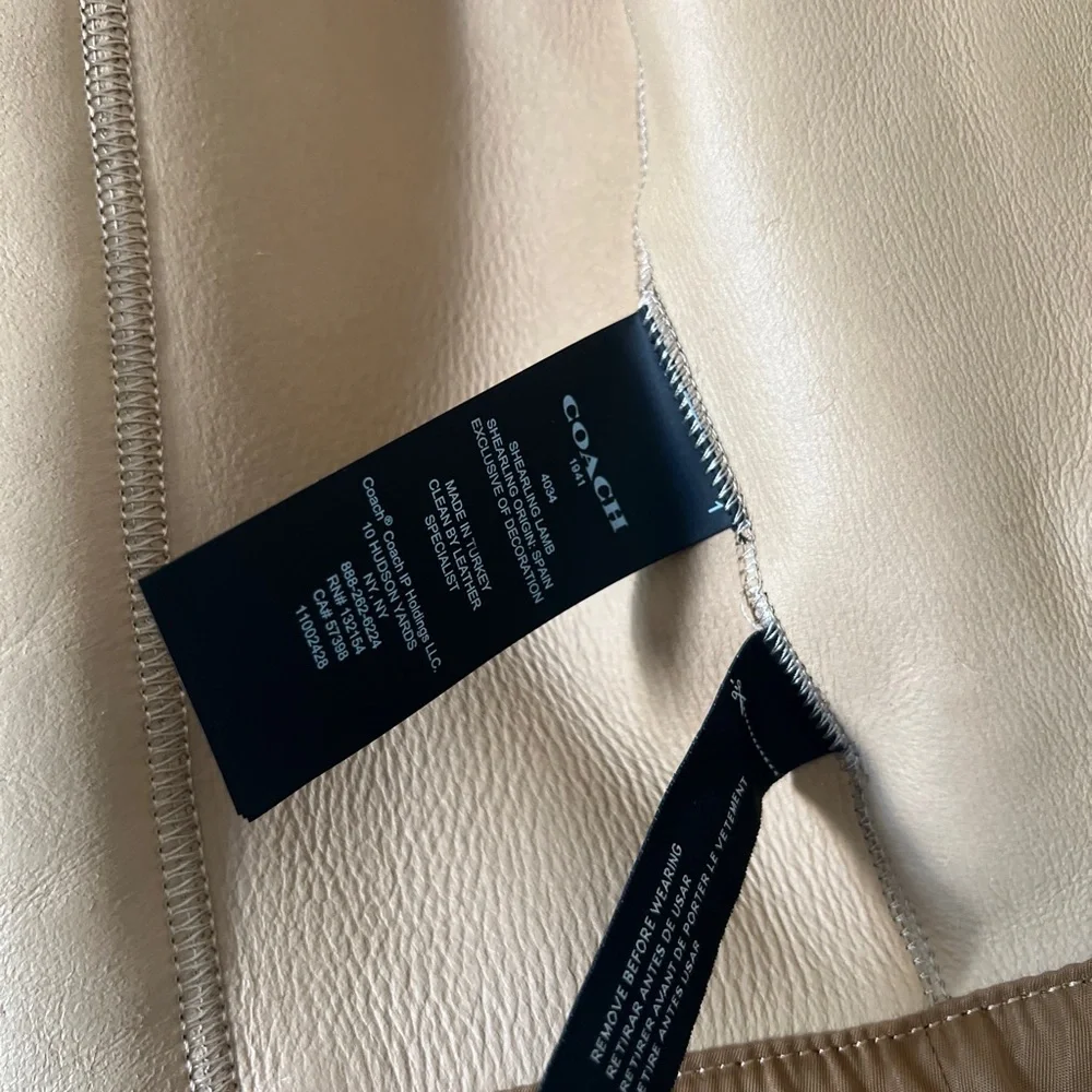Coach Shearling Leather Tan Vest Jacket Outerwear BNWT