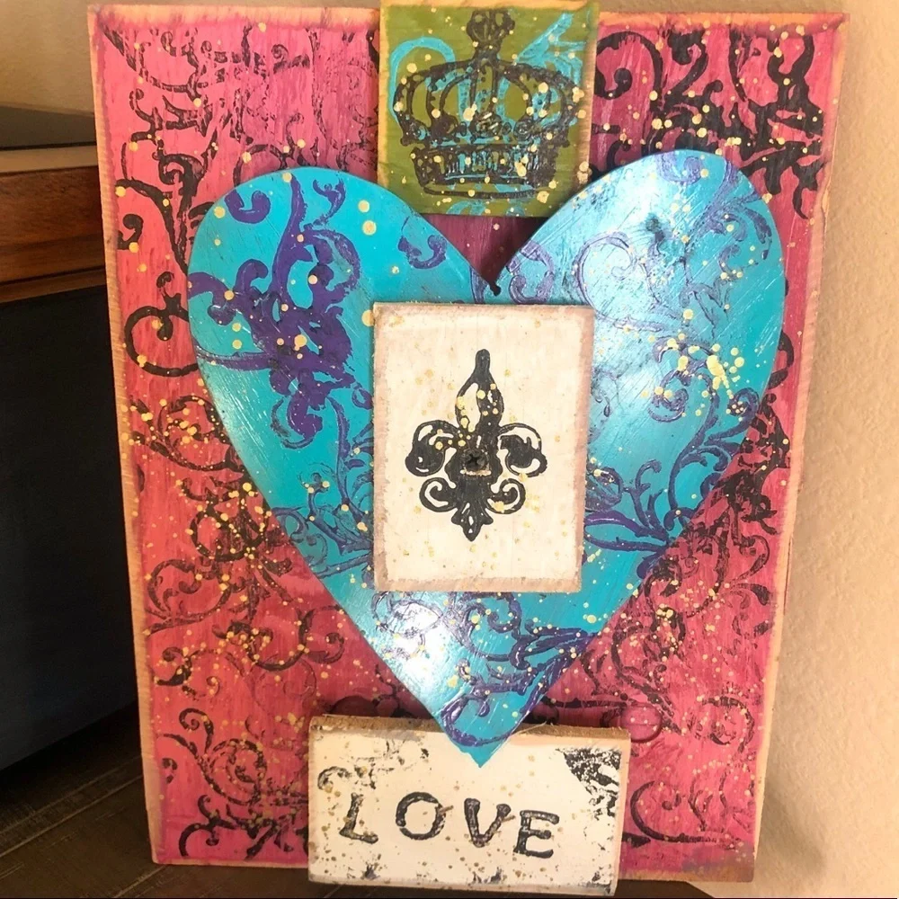 Handmade Wooden & Metal Dimensional LOVE Art