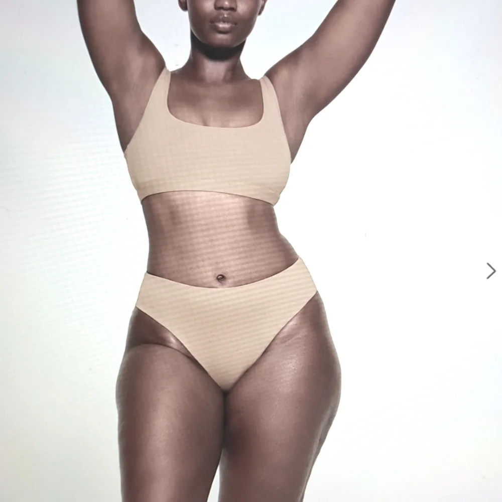 SKIMS Beige Scoop Bikini Top and High-Cut Bottoms