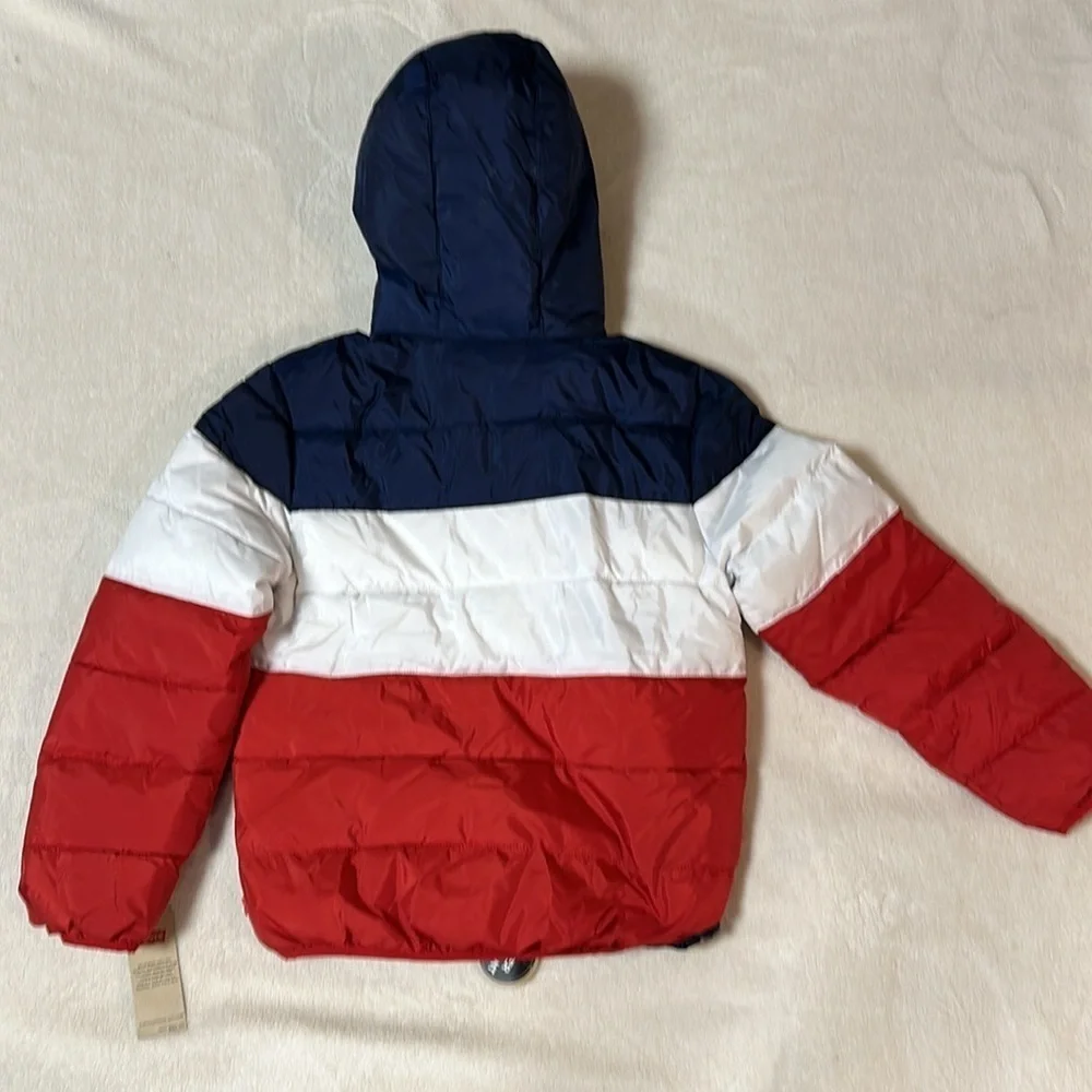 Levi's hooded puffer coat boys M 10-12 yrs. NWT, Red, White & Blue, Warm