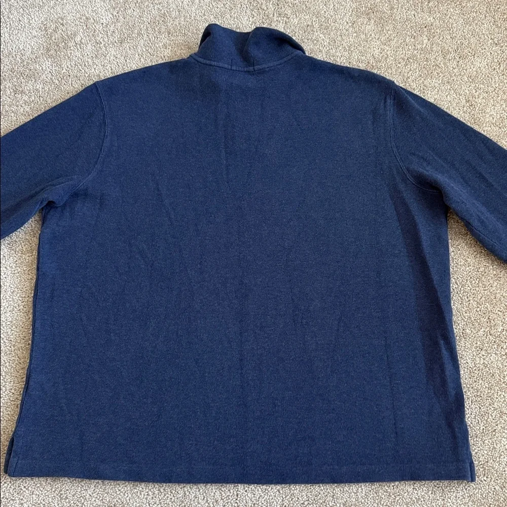 Polo Ralph Lauren Quarter Zip Cotton Navy Blue Sweater Polo Long Sleeve Shirt
