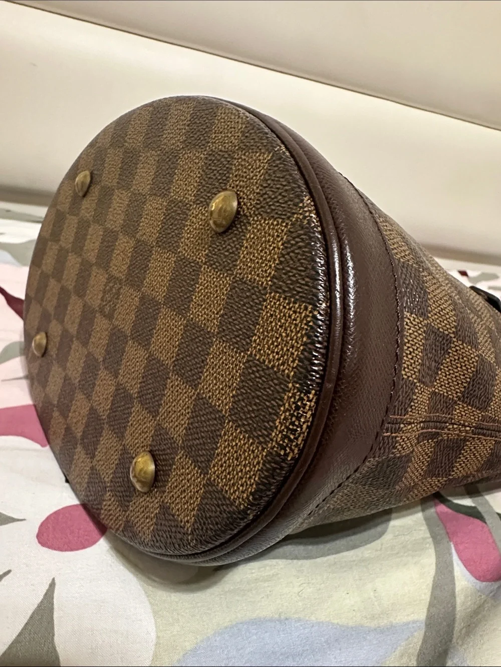 Louis Vuitton Damier Ebene Marais Bucket Bag with Pouch