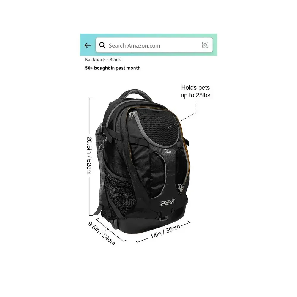 Kurgo Black and Gray Dog Travel Backpack Carrier