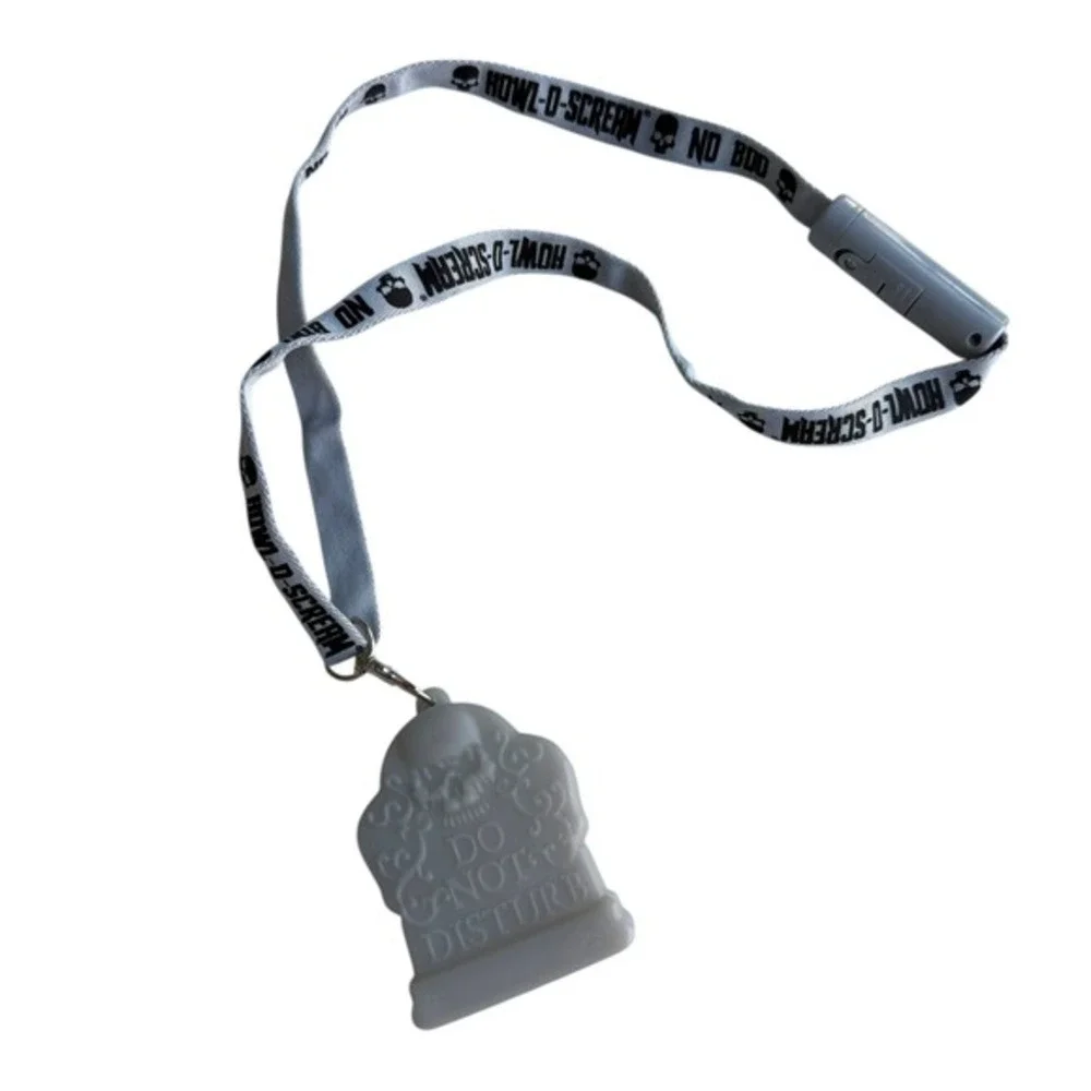 2025 Busch Gardens Howl-O-Scream No Boo Necklace Light Up Tombstone Lanyard
