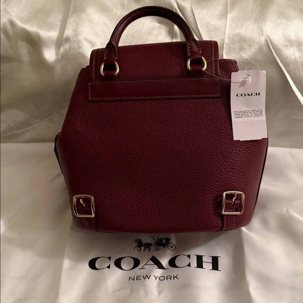 ♥️Coach NWT‎ Dark Wine Hadley Backpack with Turn Lock Closure & Gold Hardware