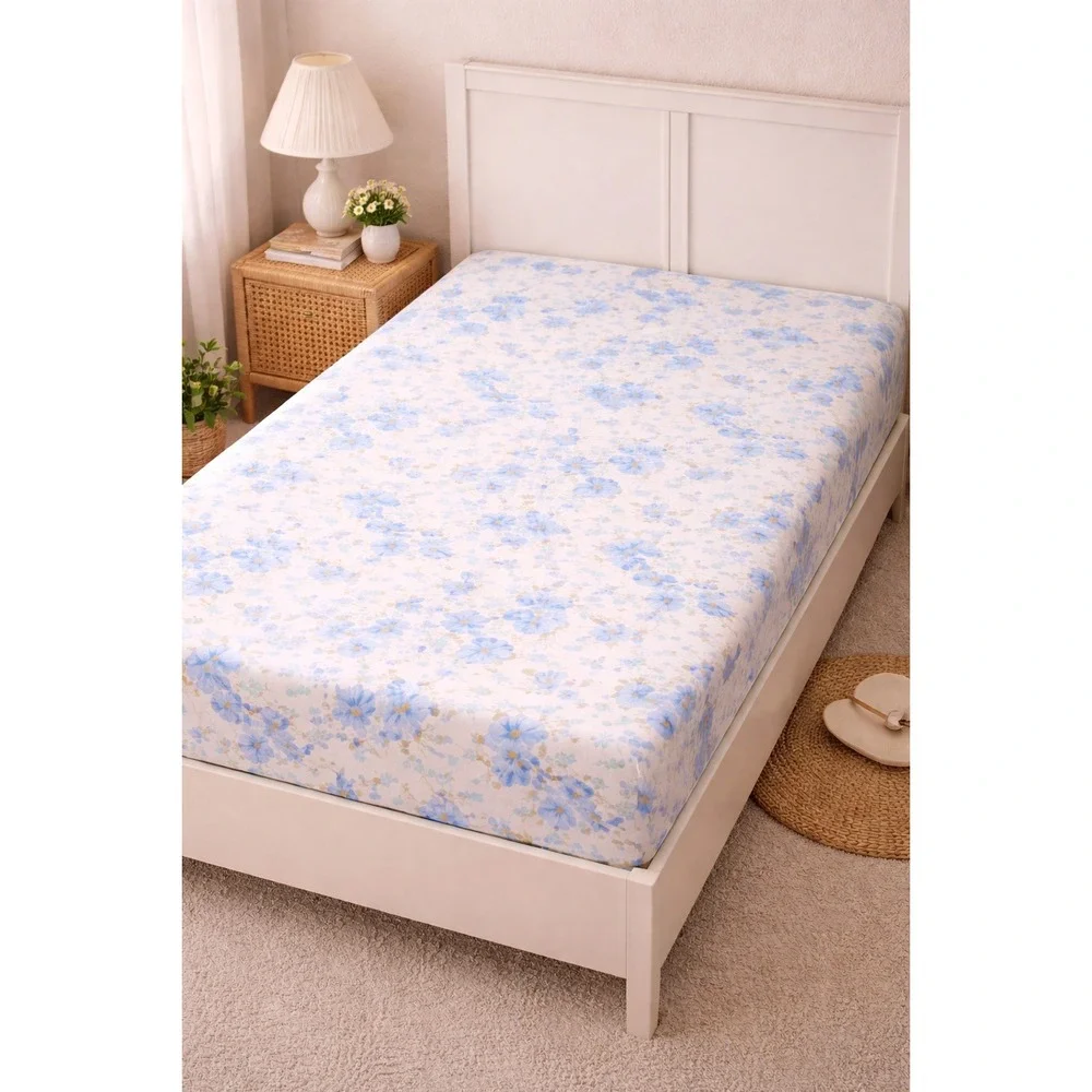 Vintage Morgan Jones Twin Sheet Set Blue Floral Fitted and‎ Flat Sheets Cottage