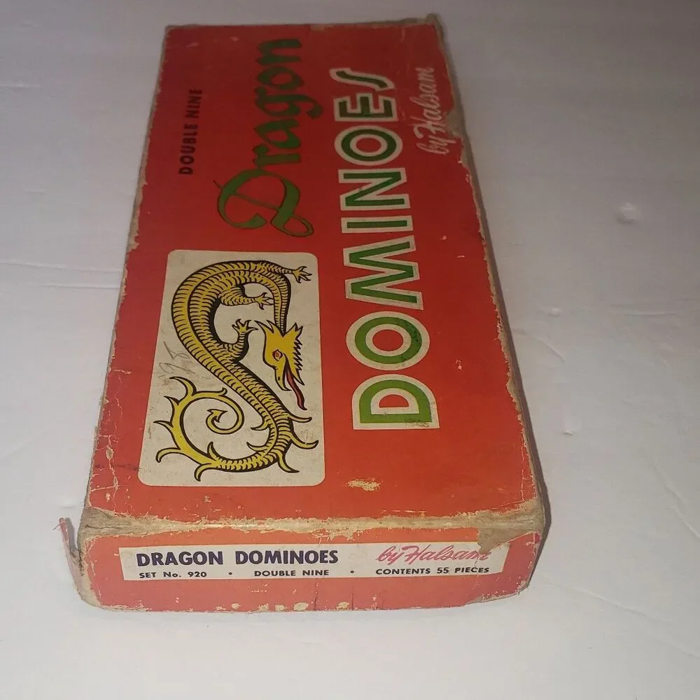 Vintage Double Nine Dragon Dominoes Game by Halsam Set No. 920
