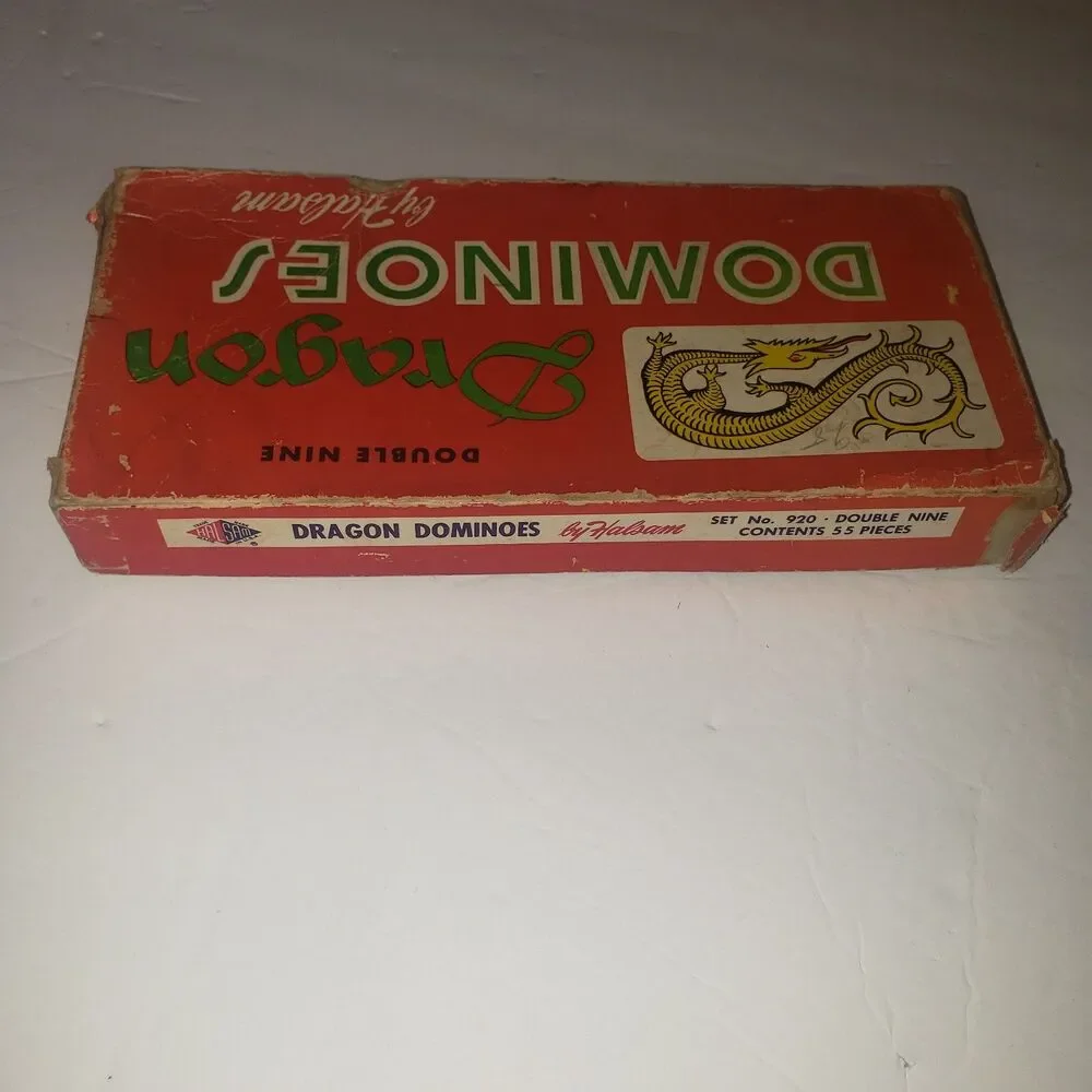 Vintage Double Nine Dragon Dominoes Game by Halsam Set No. 920