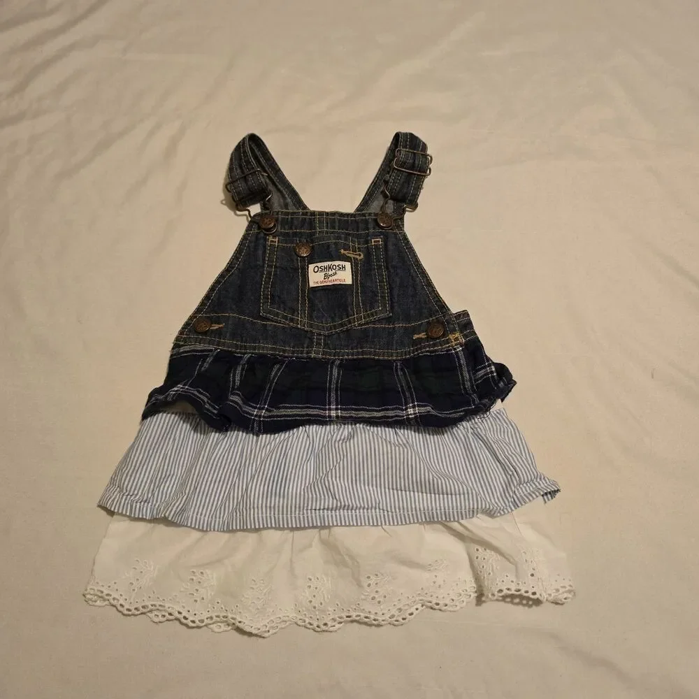 OshKosh B'Gosh Overall Dress Layered Denim Cotton Dress 18M