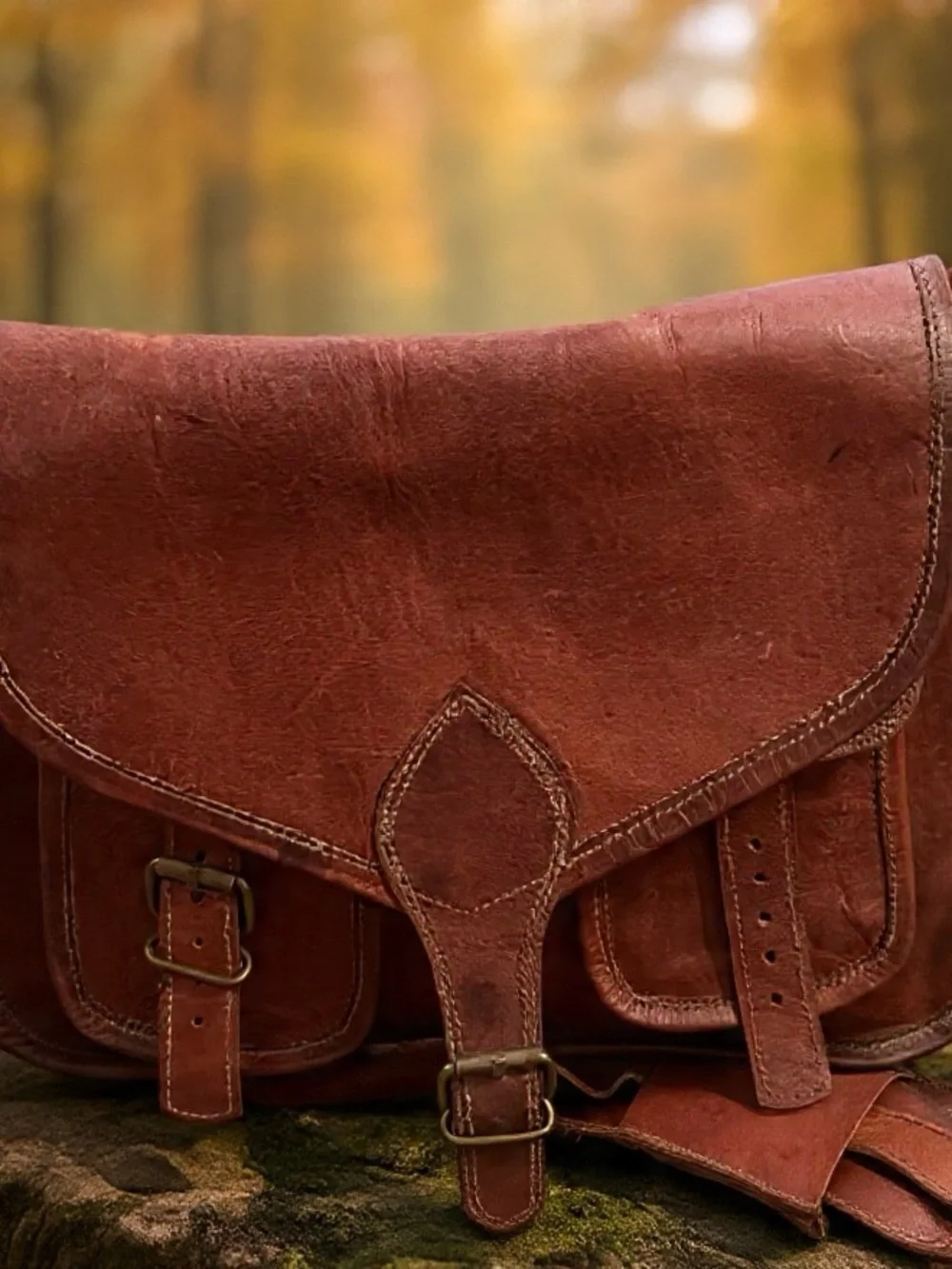 🍓Classic Brown Leather Messenger Bag 