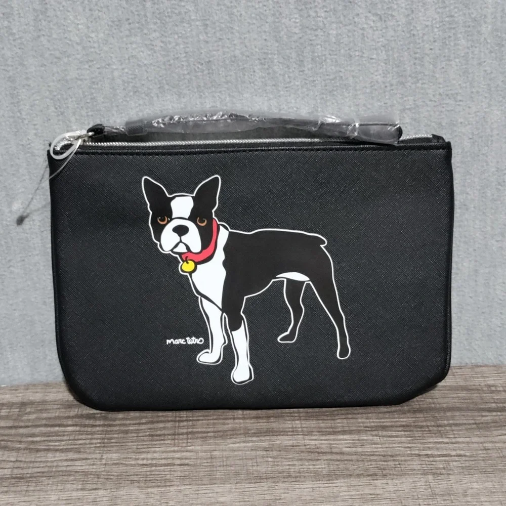 Marc Tetro Boston Terrier Dog Cosmetic Bag Black Makeup‎ Pouch New