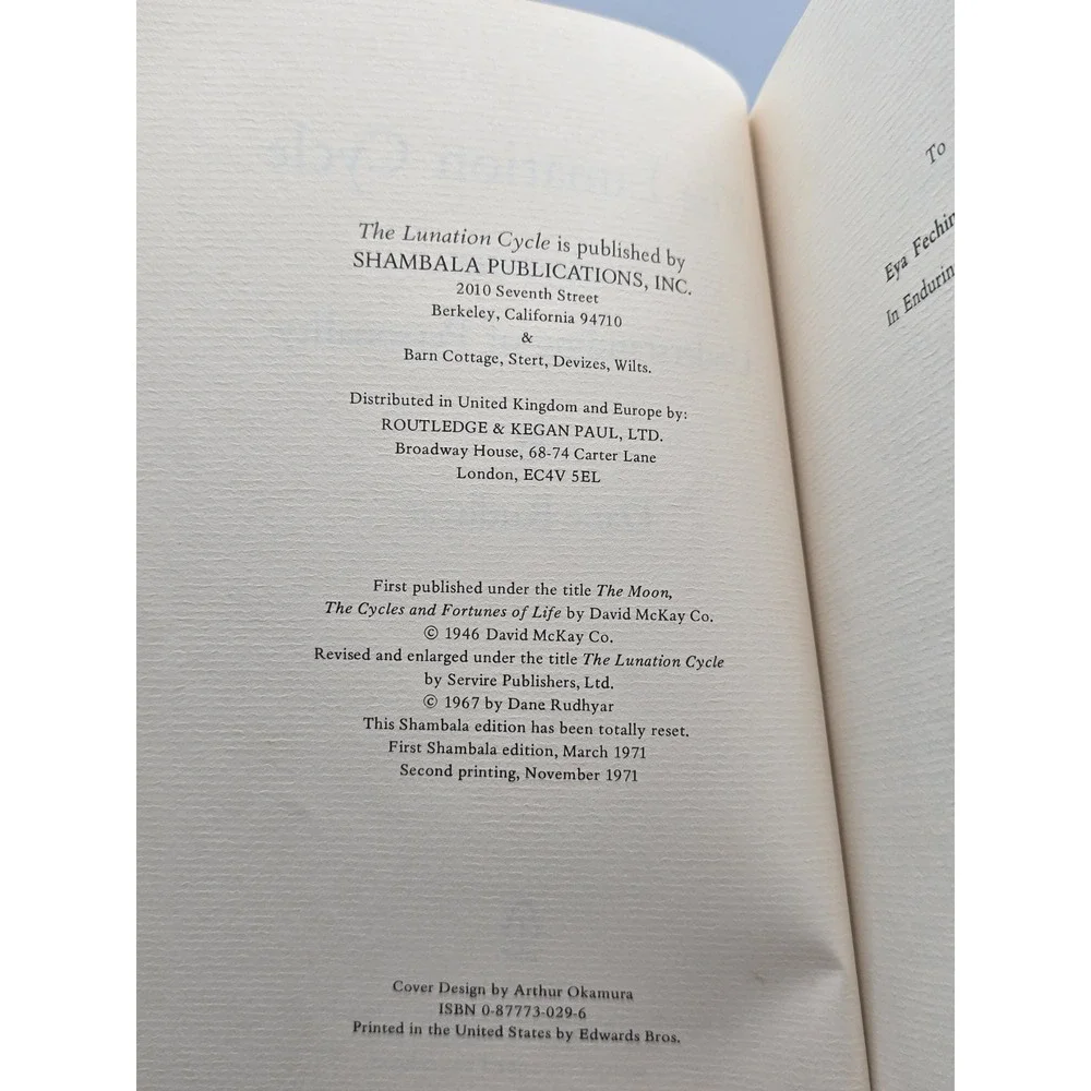 The‎ Lunation Cycle by Dane Rudhyar (Paperback, 1967) Personality Understanding