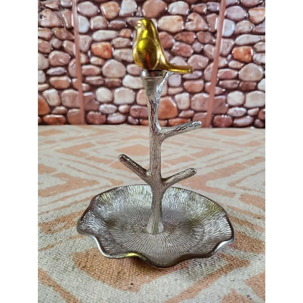 Two's Company Gold Bird on Branch Jewelry/Ring Holder Tree Stand Display Metal