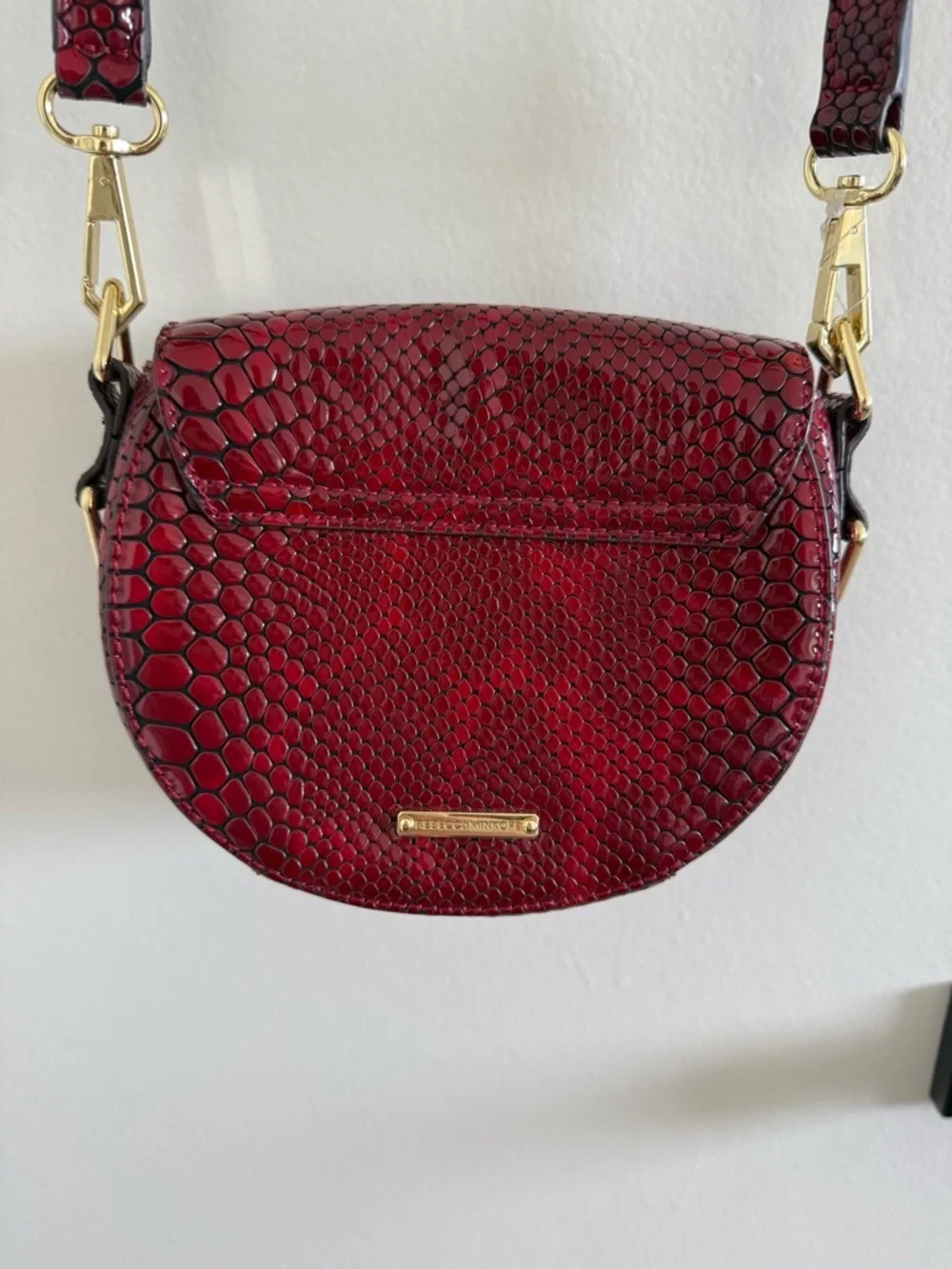 Rebecca Minkoff Maroon Snakeskin Crossbody Bag