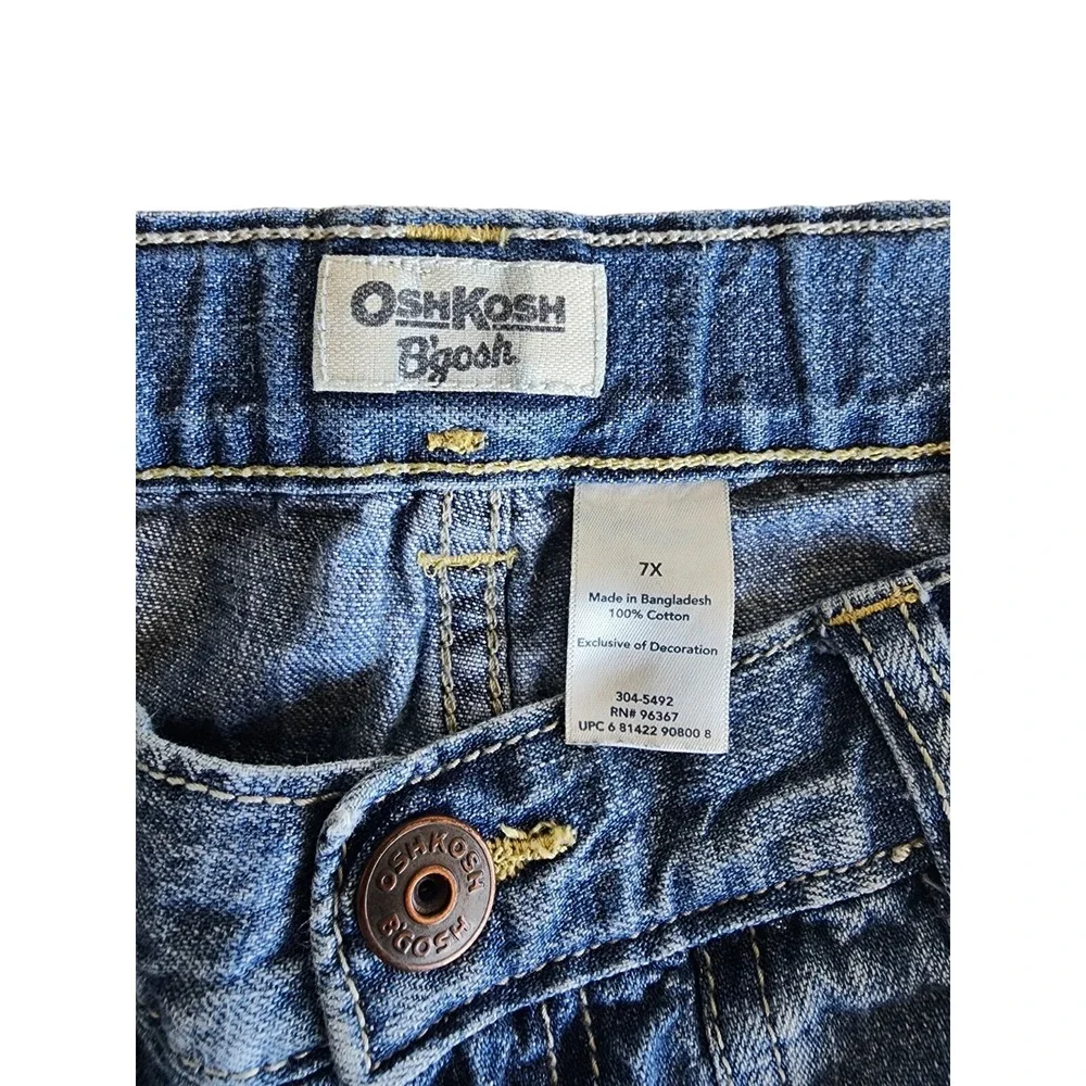 OshKosh Denim Jean Shorts Adustable Elastic Waist‎ Boy's Size 7X